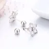 Boucles d'oreilles mignonnes étoile 5 pétales fleur ronde CZ pierres vissées pour femmes bébé enfants filles Piercing bijoux Oorbellen Kolczyki