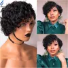 Alicrown Pixie Cut Wigs Curly Spets Front Human Hair Brasilian Stängning Wig Short Bob Non-Remy Middle Ration
