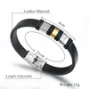 Strand 2023 Bracelet Men Adjustable Leather Wrap Bracelets Simple Stylish Stainless Steel Silicone Elasticity Jewelry Gift