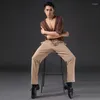 Abbigliamento da palcoscenico Pantaloni da ballo latino Pantaloni da allenamento multicolori da uomo Pantaloni da tasca Chacha Rumba Tango Concorso per sala da ballo DN8913