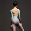 Scena zużycia koronkowa patchwork nagi back balet taniec bodysuit kobiety łacińskie topy tańczące sala balowa ny19 b52