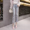 2023 été nouveau Style petit parfum taille haute irrégulière Flare pantalon large jambe pantalon léger recadrée jean femmes