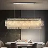 Chandeliers Chandelier Crystal LED moderne pour salle à manger Rectangle Suspension Lampe Home Decor Luxury Kitchen Island Lustre Lightture