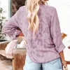 Frauenblusen eleganter Jacquard -Mesh -Hemd Frauen Mode 2023 aufstehen durch lange Ärmel Tops Streetwear Button Up Damen 18973