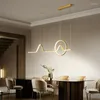Lampy wiszące restauracja światło nowoczesny i minimalistyczny stół do jadalni domowy Nordic Creative Strip LED LED Oświetlenie