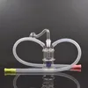 Poche Petit Brûleur À Huile Coloré En Verre Bang Tuyaux D'eau Recycleur Dab Rig Bongs À Main Double Embouts Utilisation De Deux Personnes Avec Tuyaux De Brûleur À Huile En Verre Mâle De 10mm