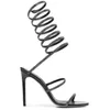 Rene Caovilla cleo Open Tooe Sandals Crystal装飾されたスパイラルラップサンダルラインストーンサンダル女性レインボースティレットヒールシューズ35--42 Abb Oxooox