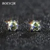 Stud Boeycjr S925 0.5/1/2ct Green Moissanite VVS1 Fine Jewelry Diamond Stud Earring with GRA証明書