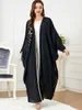 Ropa étnica Muslim Abaya Dubai Dubai Marruecos Caftan Bat Sleeve Bay Vestido suelto Jalabiya Turkiye Decal Vestido islámico 230520