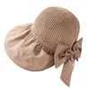 Breda randen hattar kvinnor utomhus UV -skydd Sun Hat Back Opening Bow Gorras Para Mujer Chapeau Casquette Femme Sombrero Hombre L2