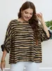 Frauen Plus Größe T-shirt Sommer Zebra Muster 34 Ärmeln Elegante Große Top blusas plus größe mujer schößchen top roupas femininas 230520