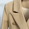 Женские костюмы Blazers Luxury Fitted Double Breads Blazer с кнопками Lion - Slim Fit Office Jacket Women Blazer XXXXXL Plus BL032