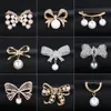 Vintage Pearl Bowknot Pimleri Kadınlar İçin Broşlar Rhinestones Broches Designer Mücevherat