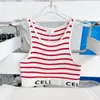 Canottiere da donna Cami's Letter Stripe Slim Knit Vest Peach Heart Giacca interna ed esterna Young Top Lady Moda coreana Sexy Tee Summer 230520