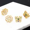 Studörhängen Flola Multicolor Zirconia Butterfly Ear Studs For Women Tiny Clear Crystal Flower Gold Plated Smyckes Err38