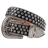 Ceintures Western Strass Ceinture Diamant En Cuir Clouté Cowgirl Cowboy Cinto De Strass Pour Hommes Femmes Cinturones Para Mujer