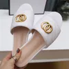 Designer Leather Slippers Women New products Loafer Flat summer luxury double letter luxury slippers soft comfortable non slip ope2157