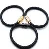 Arrivée En Cuir Tissé Antique Hommes Noir Bracelets Porte-Bonheur Pulseira Masculina Aimant Homme Bracelets Bijoux De Mode