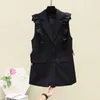 Gilets pour femmes volants Chaleco Mujer solide blanc mode coréenne tout Match Vintage vestes printemps Double boutonnage gilet haut pour femme