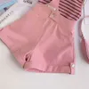 Set di abbigliamento Menoea Summer Baby Girls Fashion Suspend Suit T-shirt a righe casual Top Pantaloncini Tute Abbigliamento per bambini Outfit 230520