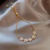 Link Bracelets FYUAN Exquisite Five Flowers Zircon Bracelet For Women Golden Chain Crystal & Bangles Jewelry Party Gifts