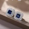 Boucles d'oreilles à tige bijoux classiques en forme géométrique pour les femmes blanc/bleu/vert/Rose rouge CZ couleurs éternité 2023 tendance