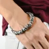 Bracelets Vintage Stainless Steel Skull Beads Bracelet Men 8MM Natural Stone Mens Beaded Bracelets 2022 HipHop Rock Best Friends Jewelry