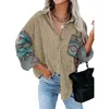 Damenjacken 2023 Mode Frauen Jacke Mantel Langarm Einreiher Casual Retro Ethnische Print Bluse Oberbekleidung Lose Weibliches Hemd