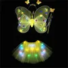 LED Children Costume Props Girls Skirts Angel Luminous Wings Flashing Butterfly Skirt Lights Suit 2-8year Easter Valentines Day GC2140