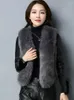 Dames vacht winter faux haar korte vest voor vrouwen herfst v nek modejas zwart warm winddichte jas mouwloze 2023