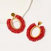 Boucles d'oreilles mode chaîne perles Ellipse pendentif rétro grand géométrique oreille bijoux cadeaux d'anniversaire pour femmes filles