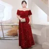 Plus Size Evening Dress Long Party Gowns Shining Sequins Sheer Neckline with Crystal Prom Dresses