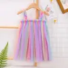 Vestidos de meninas Vestidos de verão Vestido Marca Chegada Crianças Pastel Rainbow Lantejas de tornozelo Princesa para roupas casuais 230520