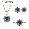 Sets echtes 925 Sterling Silber Schmuck Sets London Blue Topaz erstellen Edelstein für Frauen Geburtstag Hochzeit Fine Schmuck Roségold Teller