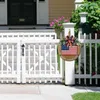 Fleurs décoratives drapeau américain anglais lettres arcs feuilles rond bois accrocher signe pour porte d'entrée porche mur fenêtre maison décor extérieur