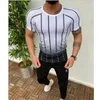 Heren t shirts 2023 sik zijden print t-shirt zomer hiphop mode strepen casual korte mouw polyester snel droog