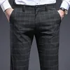 Men's Suits & Blazers Plaid Skinny Men Dress Pants Pencil Business Office Formal Trousers For Male Stretch Suit Slim Summer 2023Men's