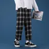 Men's Jeans Plaid Design Vintage Pants Men Plus Size 3XL Loose Teens Couples Chic Harajuku Japanese Style All-match Straight Trousers Simple