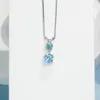 Necklaces BOEYCJR Bunny Ears Double Moissanites Blue Moissanite VVS1 Elegant Wedding Pendant Necklace for Women Anniversary Gift