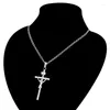 Hänge halsband inri Jesus Crucifix Halsband Kristna smycken Kvinnor Guld/silverfärg Cross Christmas Gift