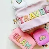 Cosmetic Bags Cases Stock Wholesale Multi Colors Waterproof Nylon Pouch Bag Women Letters Patch DIY Makeup Teens large toiletry bag 230520