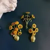 Rétro Vase De Tournesol Broches Pour Femmes Automne Hiver Plante Broche Partie Bouquet Broche Accessoires Cadeaux