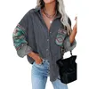 Damenjacken 2023 Mode Frauen Jacke Mantel Langarm Einreiher Casual Retro Ethnische Print Bluse Oberbekleidung Lose Weibliches Hemd