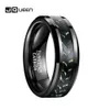 Anillos Anillo de calidad AAA para hombre, anillo de carburo de tungsteno de 8mm, hojas negras, anillo de acero de tungsteno de fibra de carbono verde, acabado pulido