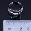 Ringos de cluster absorvendo retângulo preto Cubic Zirconia Silver Patbated Ring V0614