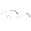 Gafas de sol Unisex Anti Blue-ray Metal Frameless Frame Gafas Ópticas Clásicas Ultraligeras Miopía Visión Gafas -1.0--4.0