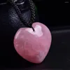 Hänge halsband kvinnor läker magisk trollstav gåva naturlig jade rosa kristallhalsband ädelhjärta