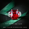 حلقات الكتلة 925 sterling الفضة الحمراء Ruby Gemstone Ring للنساء Anillos de الزفاف عصابات Jewellry Bizuteria Anel Females