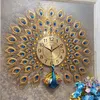 Wanduhren Metall Große Größe Wohnzimmer Luxus Orientalische Kunst Pfau Uhr Ästhetische Reloj De Pared Wohnkultur GXR35XP