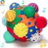 Bloklar teytoy gelişimsel engebeli top usb yüklü zıplayan sürünme oyuncak bebek duyusal oyuncaklar müzik sallama dans topları çok renkli 230520